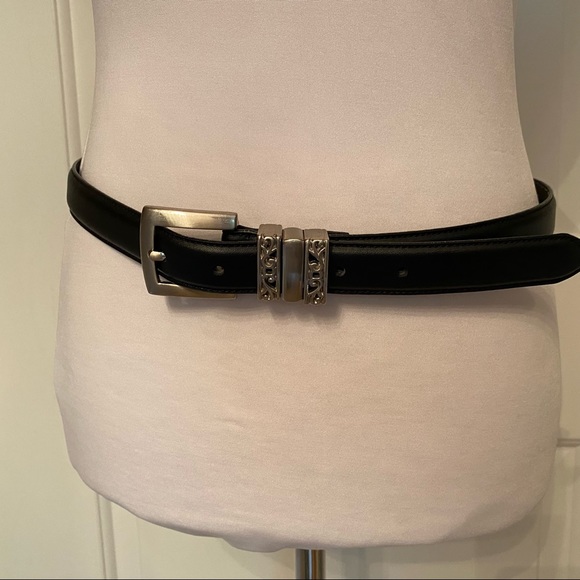 SILPADA BELT BLACK ITALIAN LEATHER 1” Wide SILVER TONE BUCKLE SIZE M WOMENS main image 9